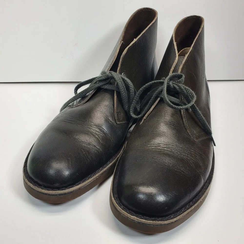 Clarks Men's Chukka Boots Size 12M Bushacre 2 Black Leather Ankle Lace Up 15522